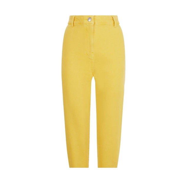 NWT Nocturne High Waisted Cropped Yellow Denim with Silver Embellishment - Picture 6 of 6